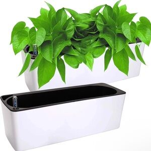 2 Pack Self-Watering White Planter Box